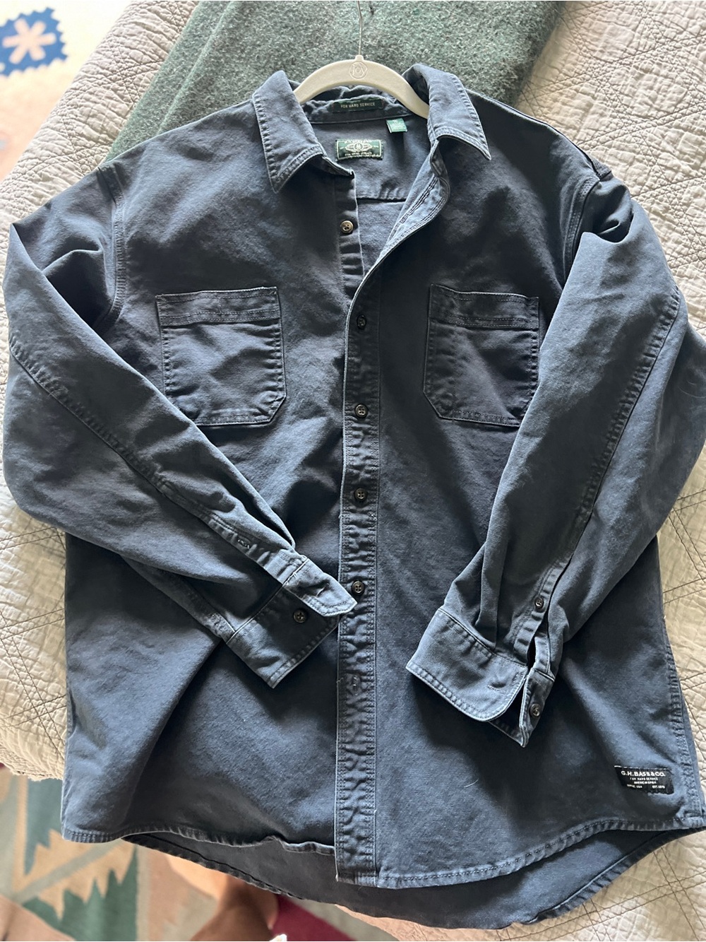 G.H. Bass & Co. Slate Blue Long-Sleeve Button-Down Canvas Work Shirt - Picture 4 of 6
